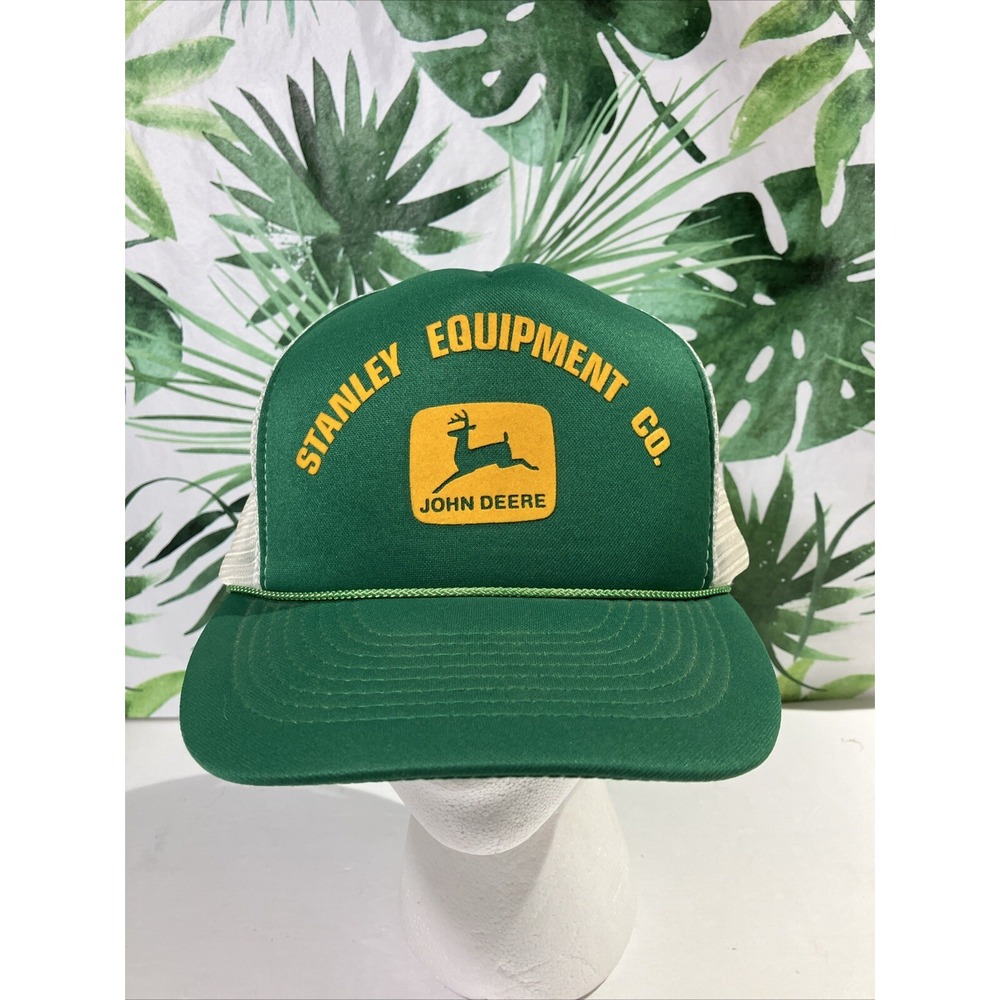 VTG Otto Cap John Deere Stanley Equipment Snapback Mesh Trucker Hat Adult NICE